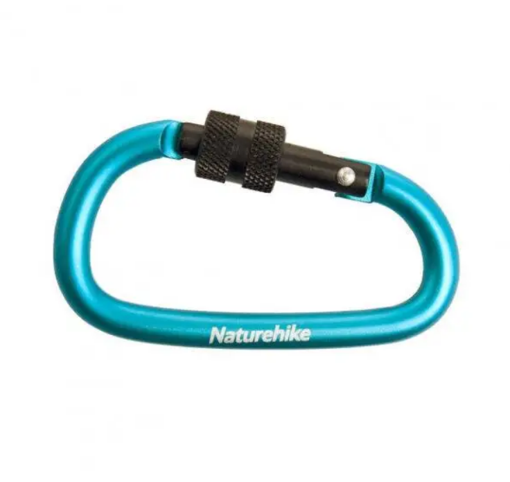 Карабін з муфтою D-подібний Naturehike NH15A008-D 4х8 см Blue (05986854)