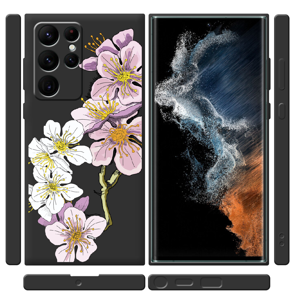 Чехол BoxFace Samsung Galaxy S22 Ultra (S908) Cherry Blossom Черный силикон (44181-cc4-44382) - фото 2