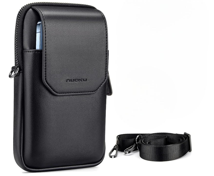 Сумка-чехол мужская для телефона NUOKU Crossbody Shoulder Holster поясная из экокожи Черный (3031116529)