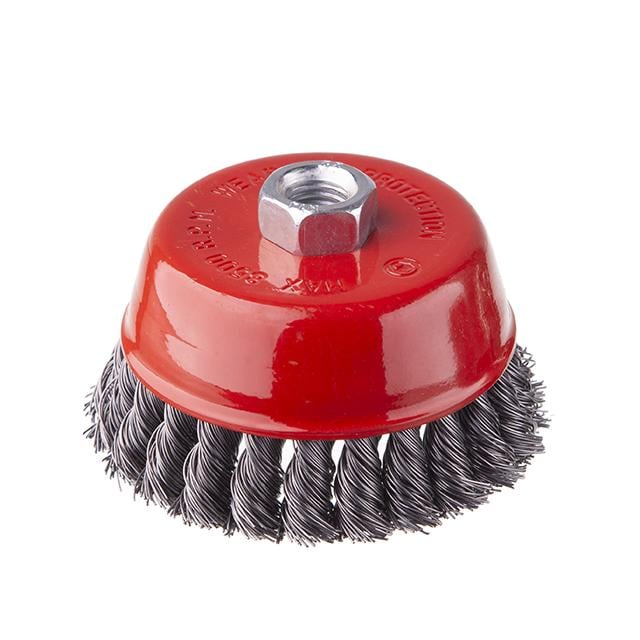 Щітка чашкова Intertool 100 мм для КШМ М14 пучки крученого дроту (BT-2100)