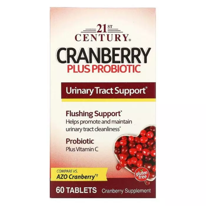 Журавлина з пробіотиком 21st Century Cranberry Plus Probiotic 60 таблеток (CEN27848)