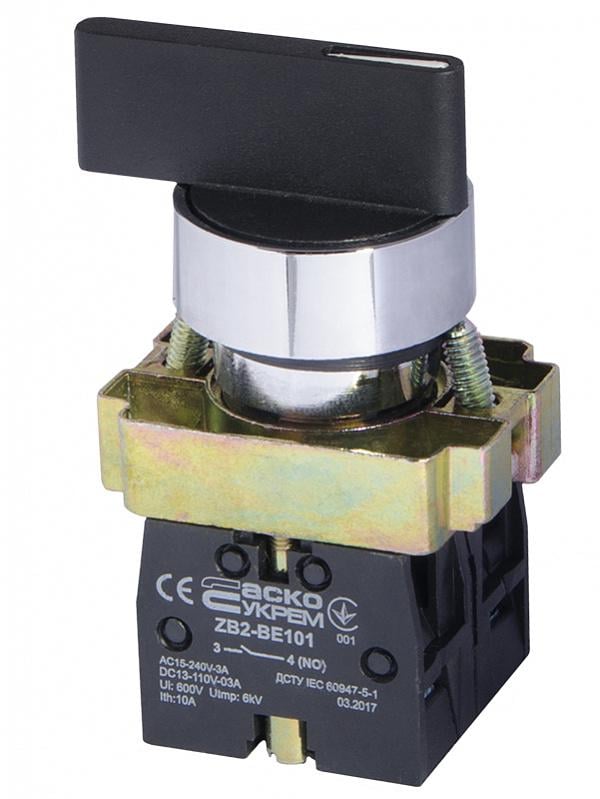 Переключатель IO-II АСКО-Укрем XB2-BJ53 2NO 22 мм 3 положения с Черный (A0140010046)