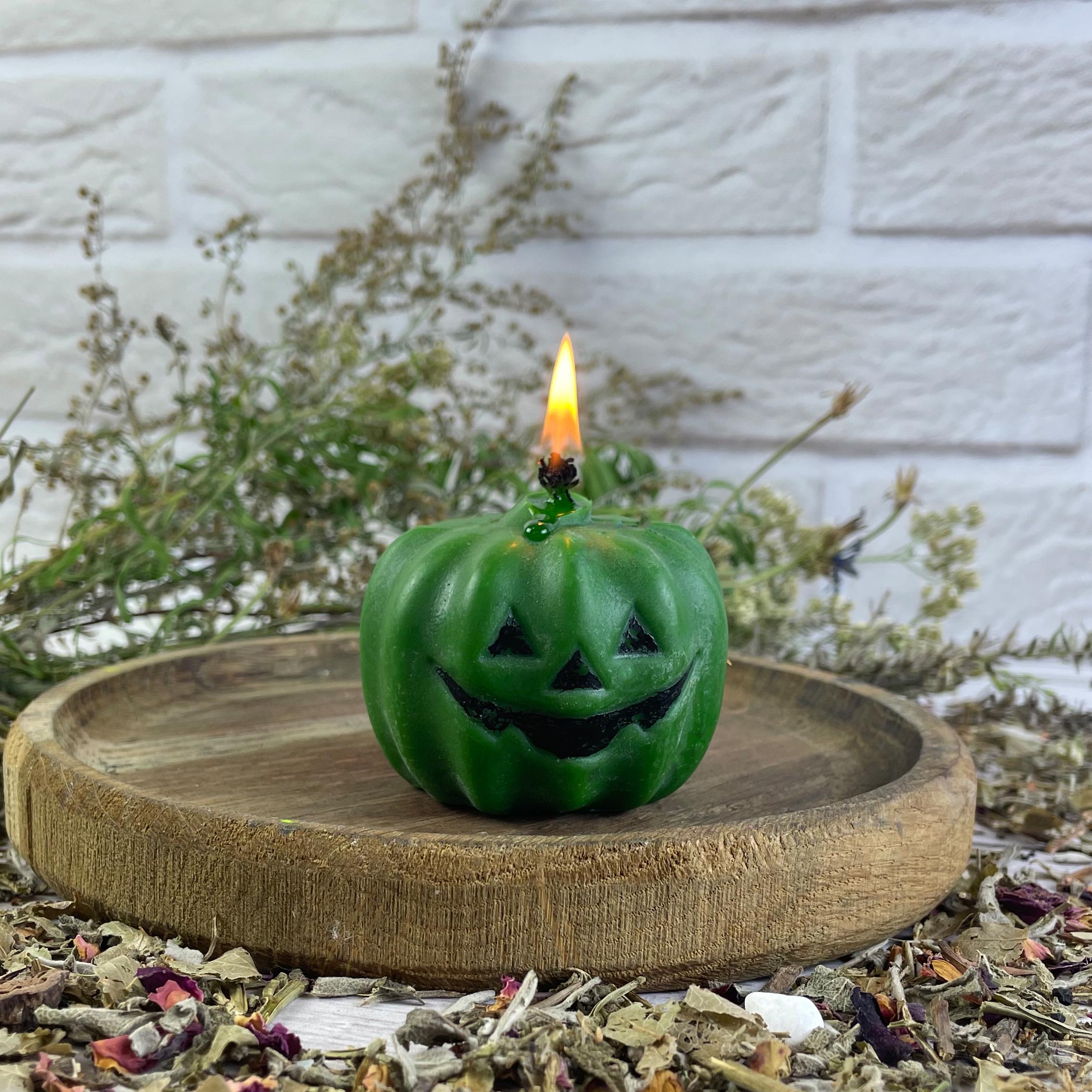Свічка воскова гарбуз Halloween Зелений