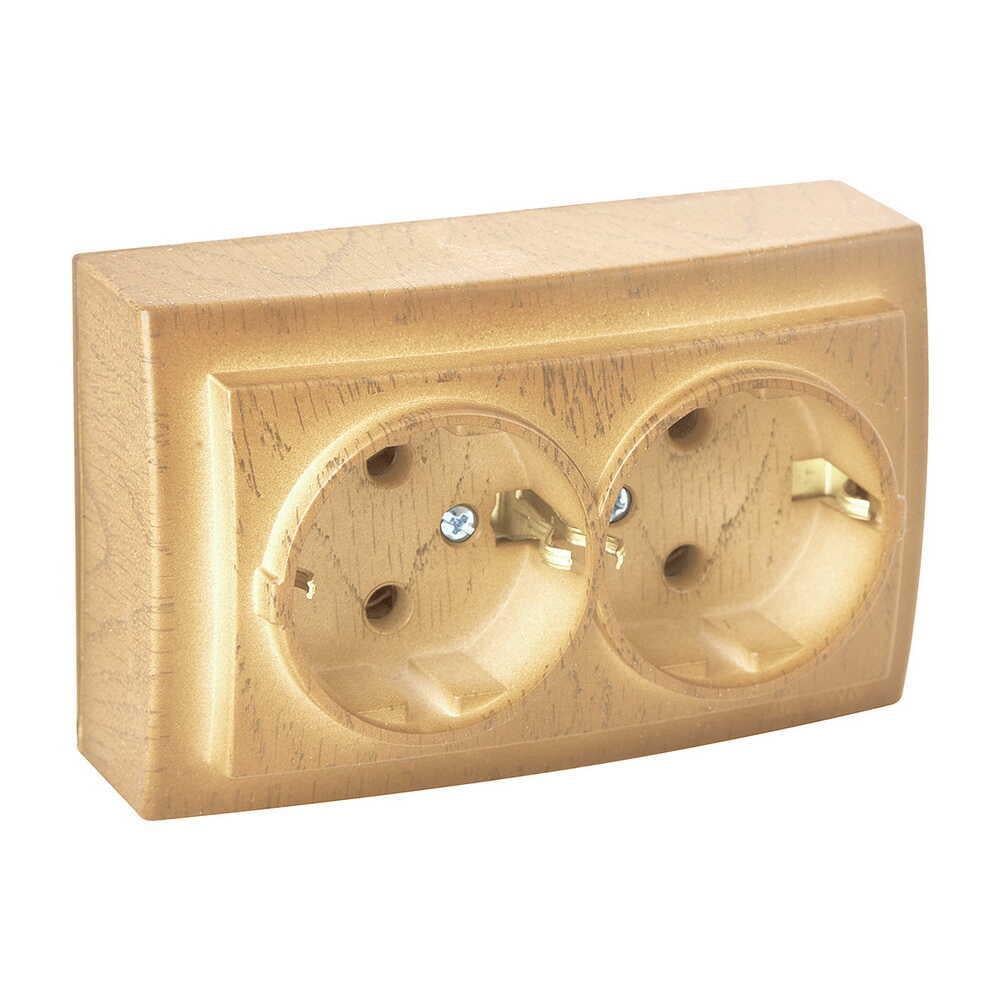 Розетка Nilson Themis подвійна з заземленням Клен (26281025)