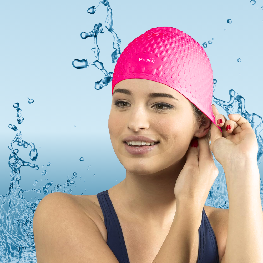 Шапочка для плавання для довгого волосся Hechpro Рожевий неон (1696) - фото 10 Шапочка для плавання для довгого волосся Hechpro Рожевий неон (1696) - фото 10