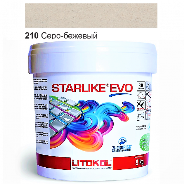 Затирка для плитки Litokol Starlike EVO 210 двухкомпонентная эпоксидная 5 кг Серо-бежевый - фото 11