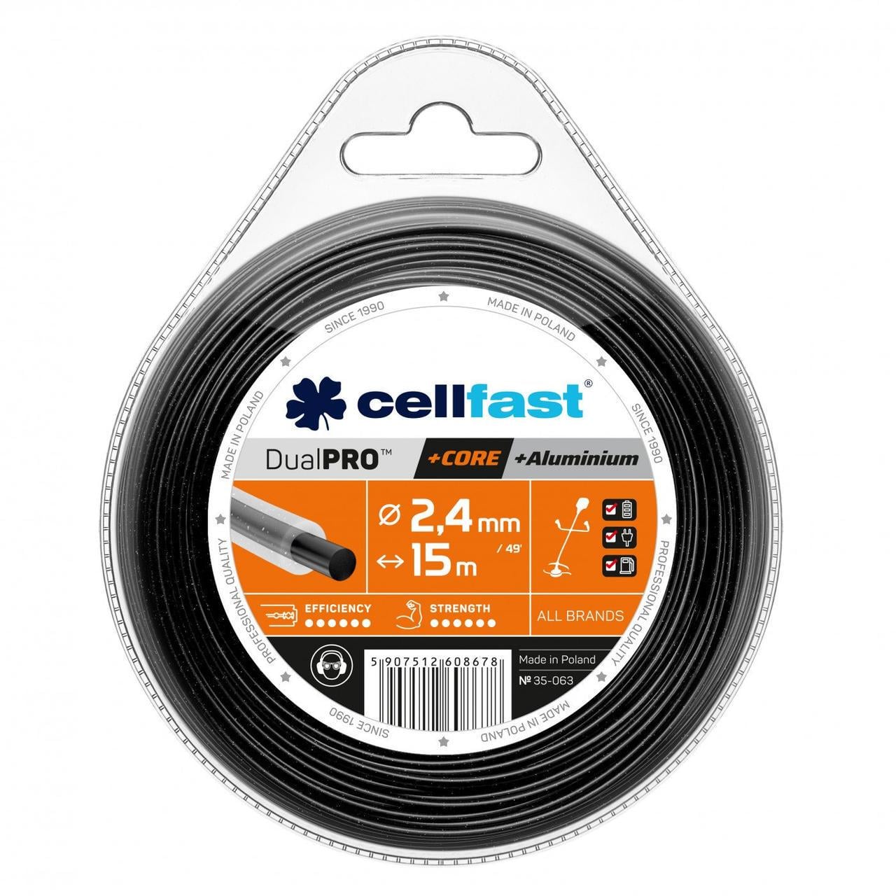 Леска для триммера Cellfast Dual Pro круглая с сердечником 2,4 мм x 15 м