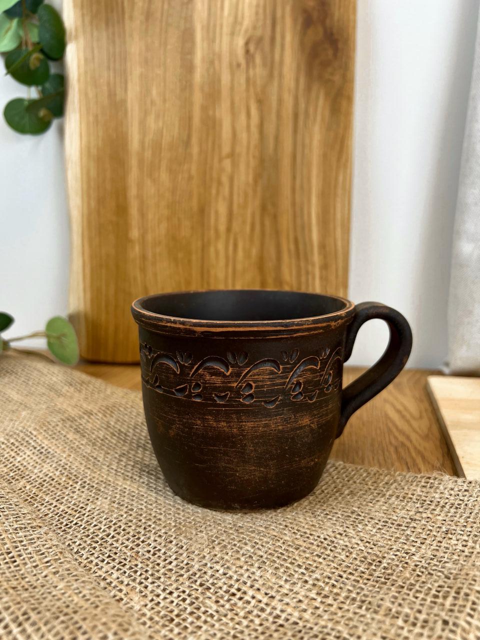 Чашка керамическая глиняная резная декор 0,4 л (3000-2)