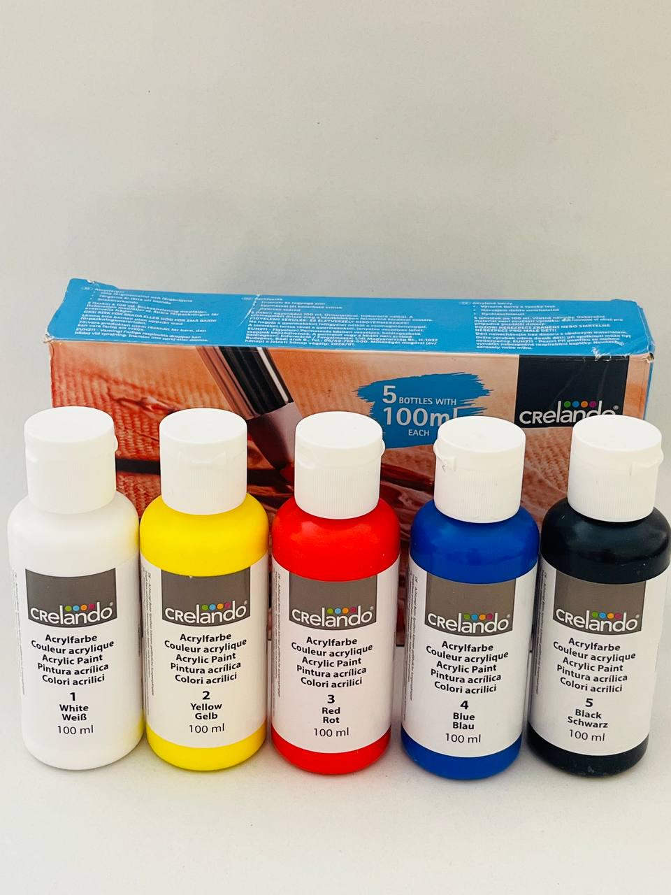 Набір акрилових фарб Crelando 5 кольорів по 100 мл (26914653)