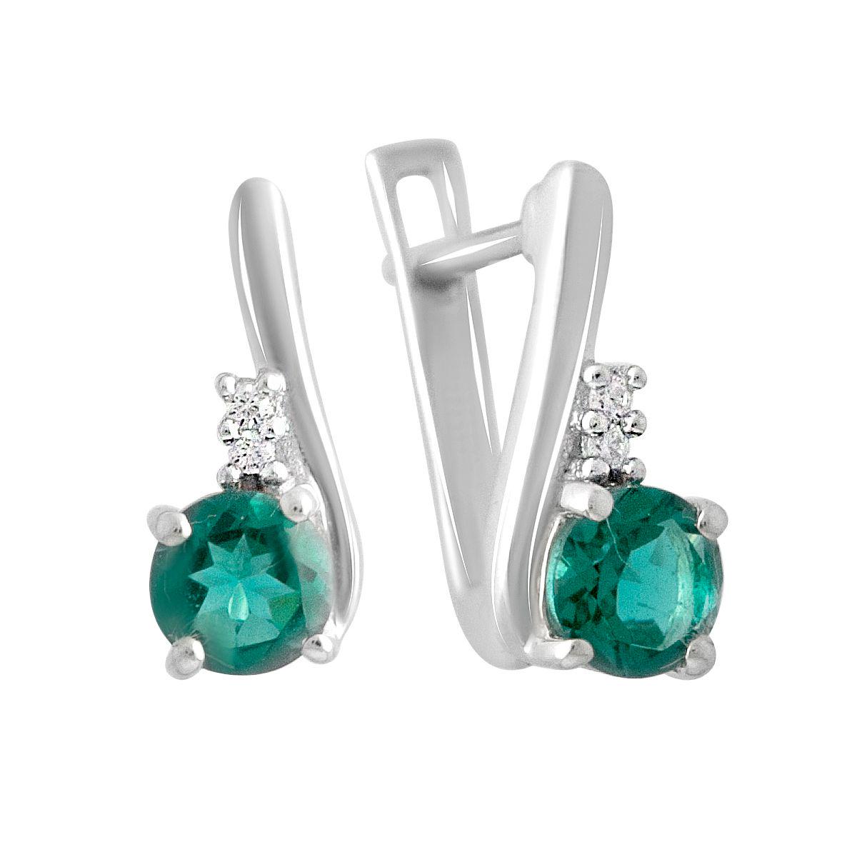 Серебряные серьги с аквамарином и фианитами Nano 0,963 ct (2140177)