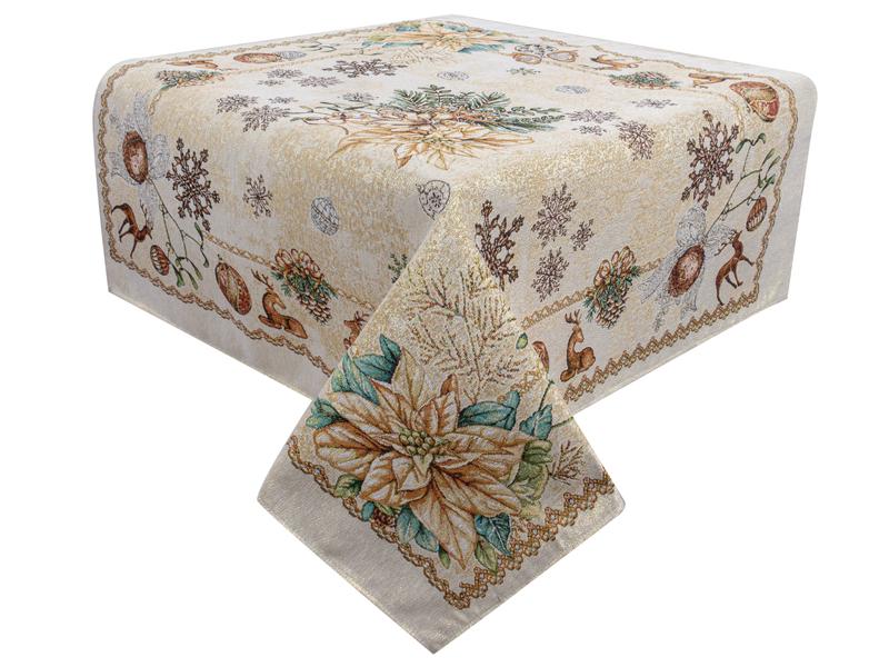 Скатерть гобеленовая Lefard Tinsel Lurex новогодняя с люрексом 94х94 см (715-385)