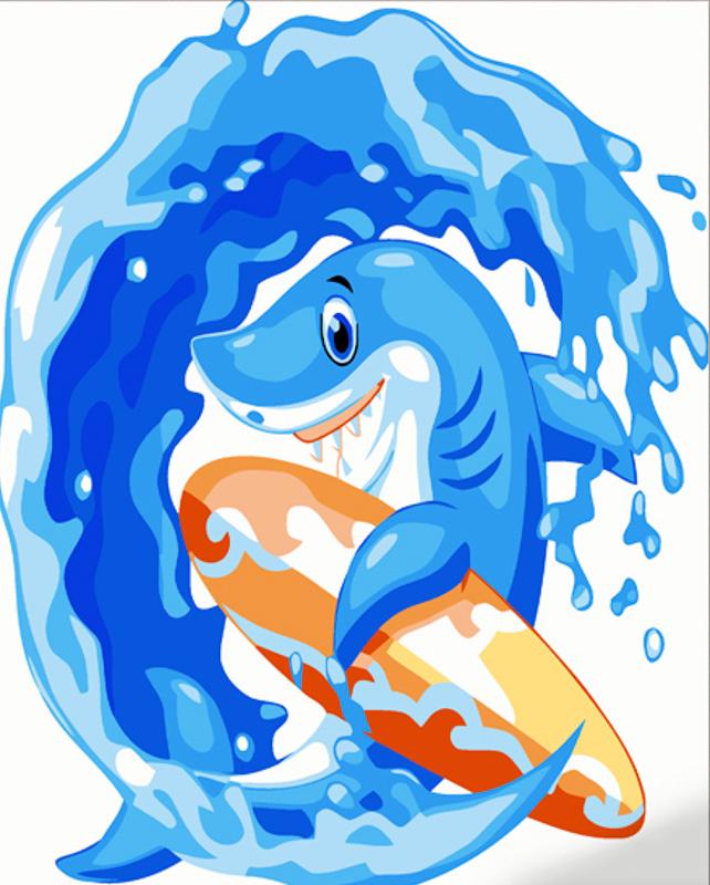 Картина по номерам Strateg Премиум Веселая акула 30х30 см (ES132)