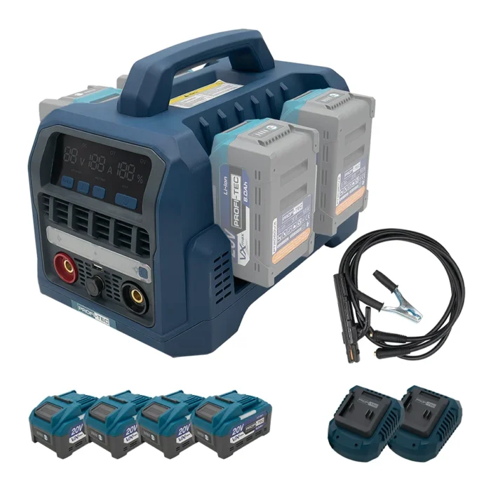 Зварювальний апарат акумуляторний PROFI-TEC PCWM12080VX Max 80 В/MMA 30-120 А/4Акумулятори 8 Аг (PH00563)