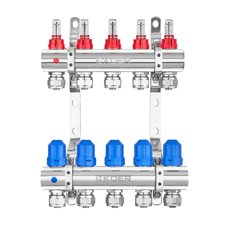 Блок колекторний KOER KR.1210-5 з витратомірами та євроконусами 1"x5 виходів (KR5267)