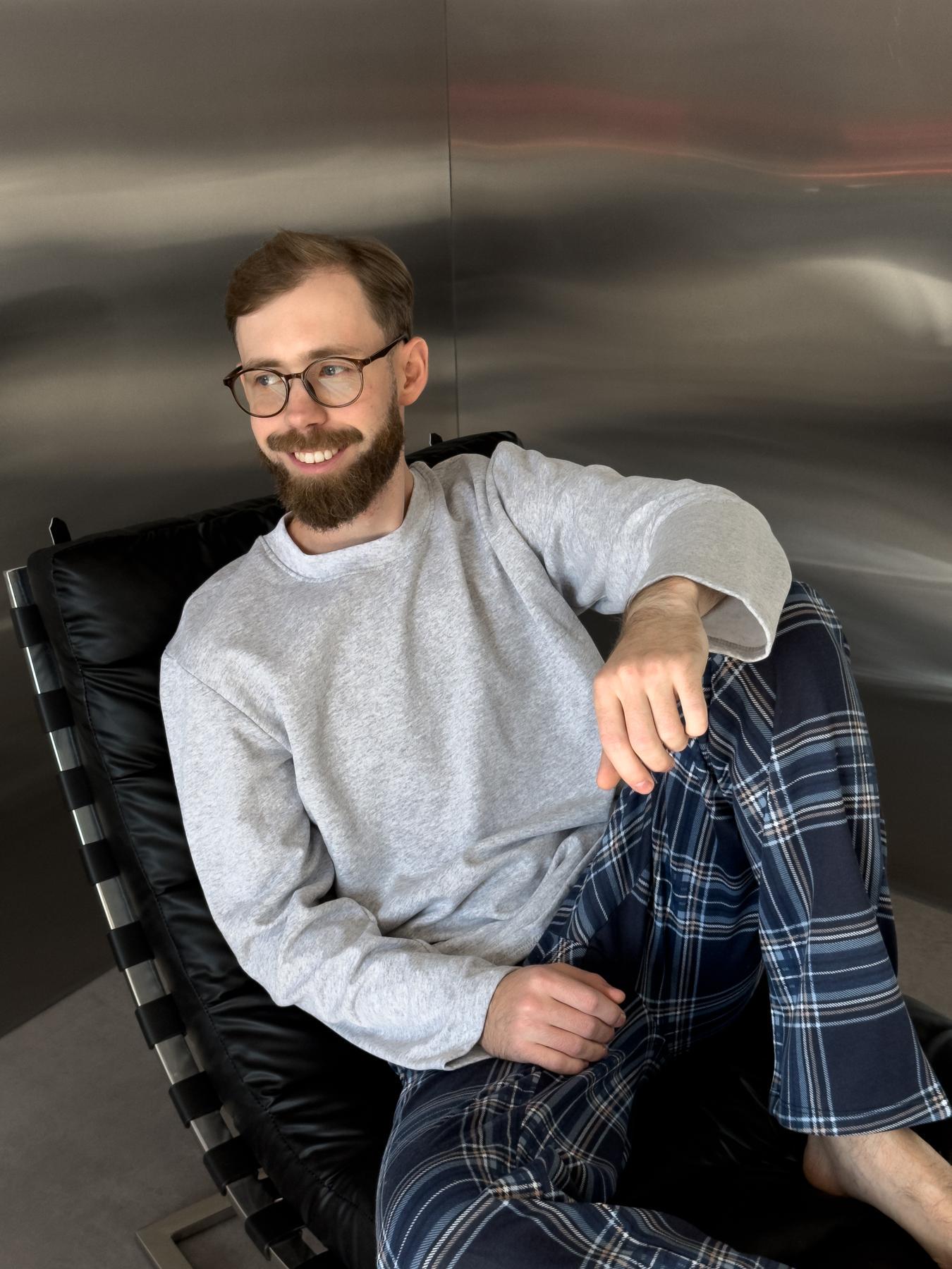 Пижама Скандинавия теплая с начесом в клетку брюки/лонгслив 3XL Сине-голубой (KMW06/2) - фото 7 Пижама Скандинавия теплая с начесом в клетку брюки/лонгслив 3XL Сине-голубой (KMW06/2) - фото 7