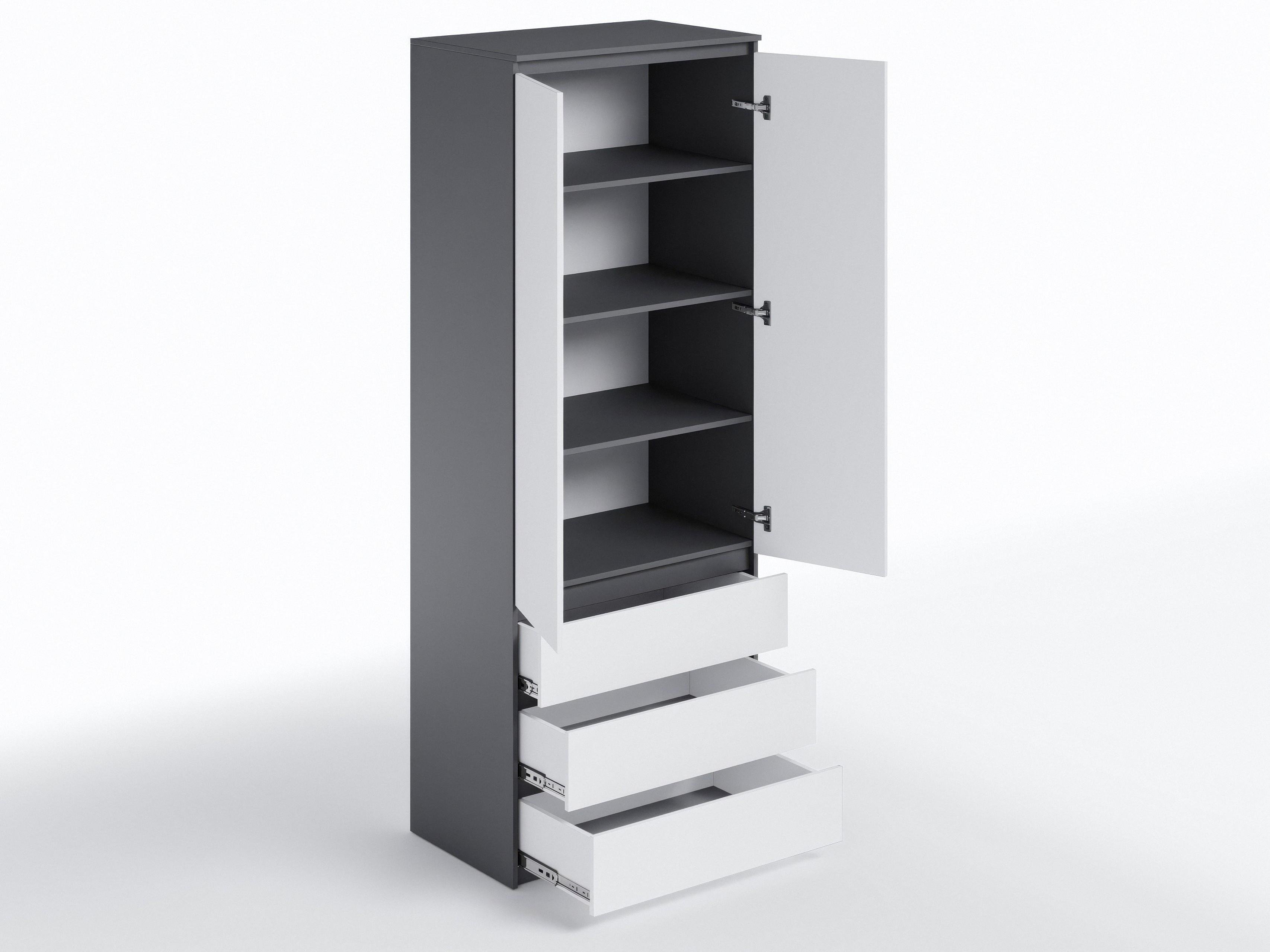 Шкаф с полками и ящиками T-210 803х502х2117 мм Антрацит/Белый - фото 2 Шкаф с полками и ящиками T-210 803х502х2117 мм Антрацит/Белый - фото 2
