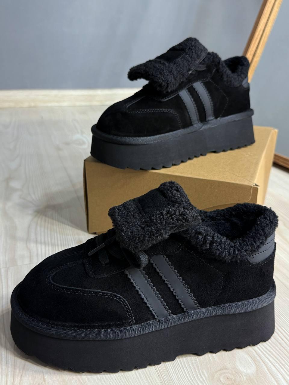 Черевики жіночі Hengji 009-1 уггі замшеві на хутрі р. 39 Чорний (5860)