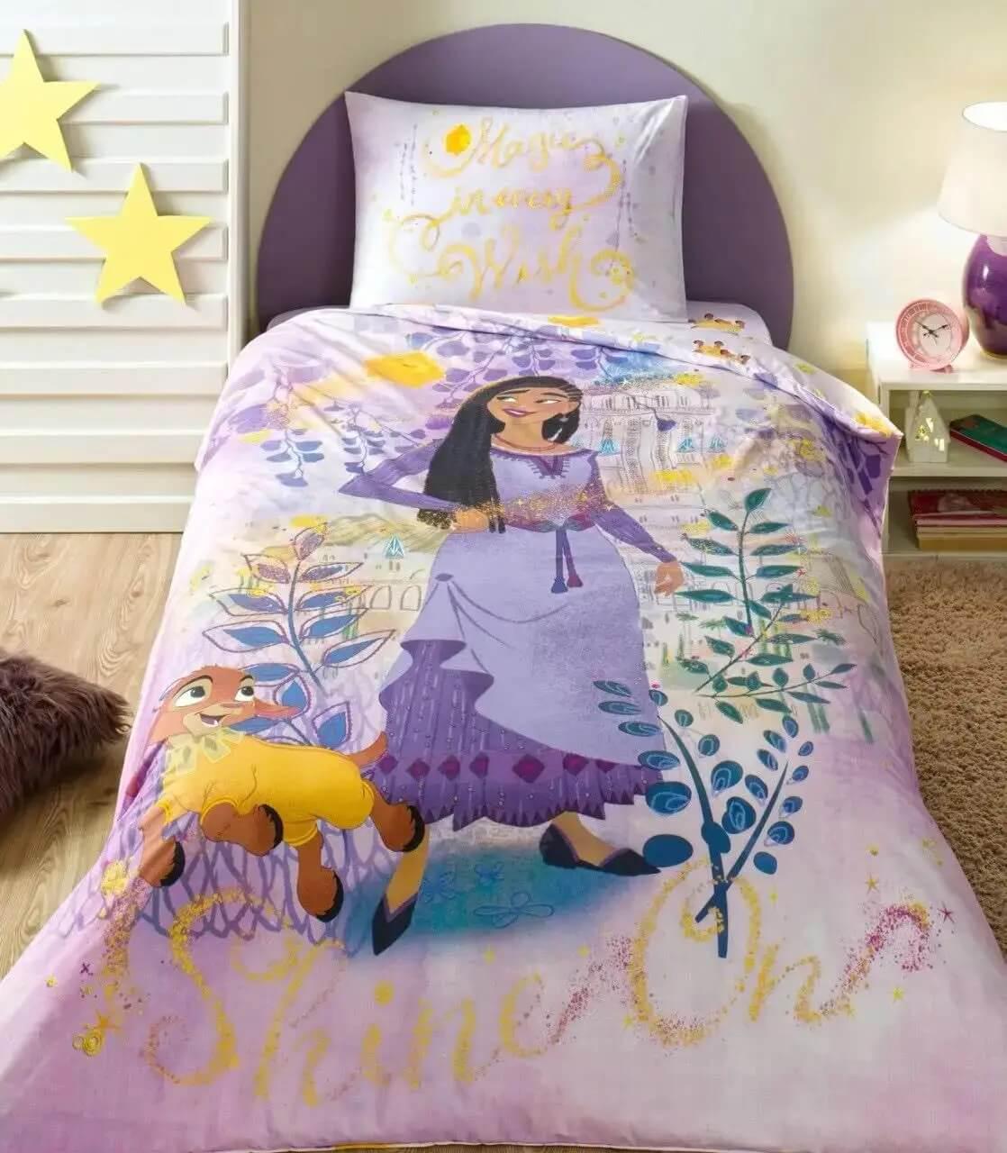 Постільна білизна Tac Disney Wish ранфорс полуторна на гумці