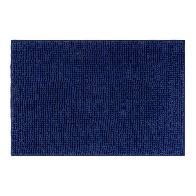 Килимок для ванни та душу нековзний Bathlux м'який довгий ворс 80х50 см Синій