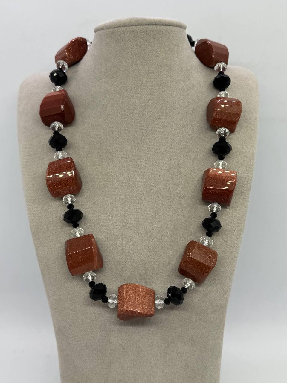 Бусы из авантюрина 20x25x15 мм 45 см Оранжевый (12991)