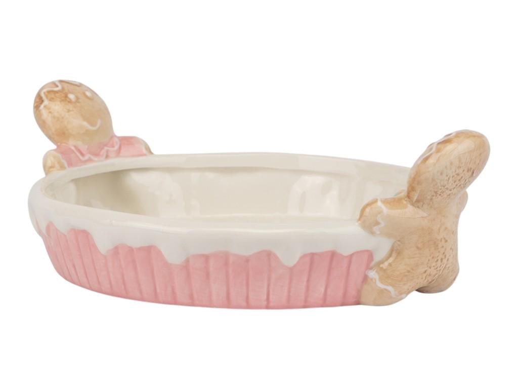 Блюдо новогоднее Имбирный пирог из керамики 21 см Розовый (150-81-6037-005)