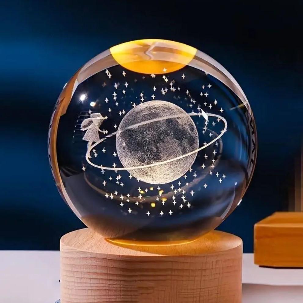 Ночник Шар 3D девочка на орбите USB на подставке (21535090)