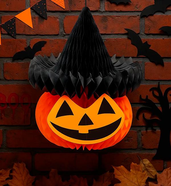 Декор на Хэллоуин Тыква в шляпе 28х24 см (10488) - фото 2 Декор на Хэллоуин Тыква в шляпе 28х24 см (10488) - фото 2