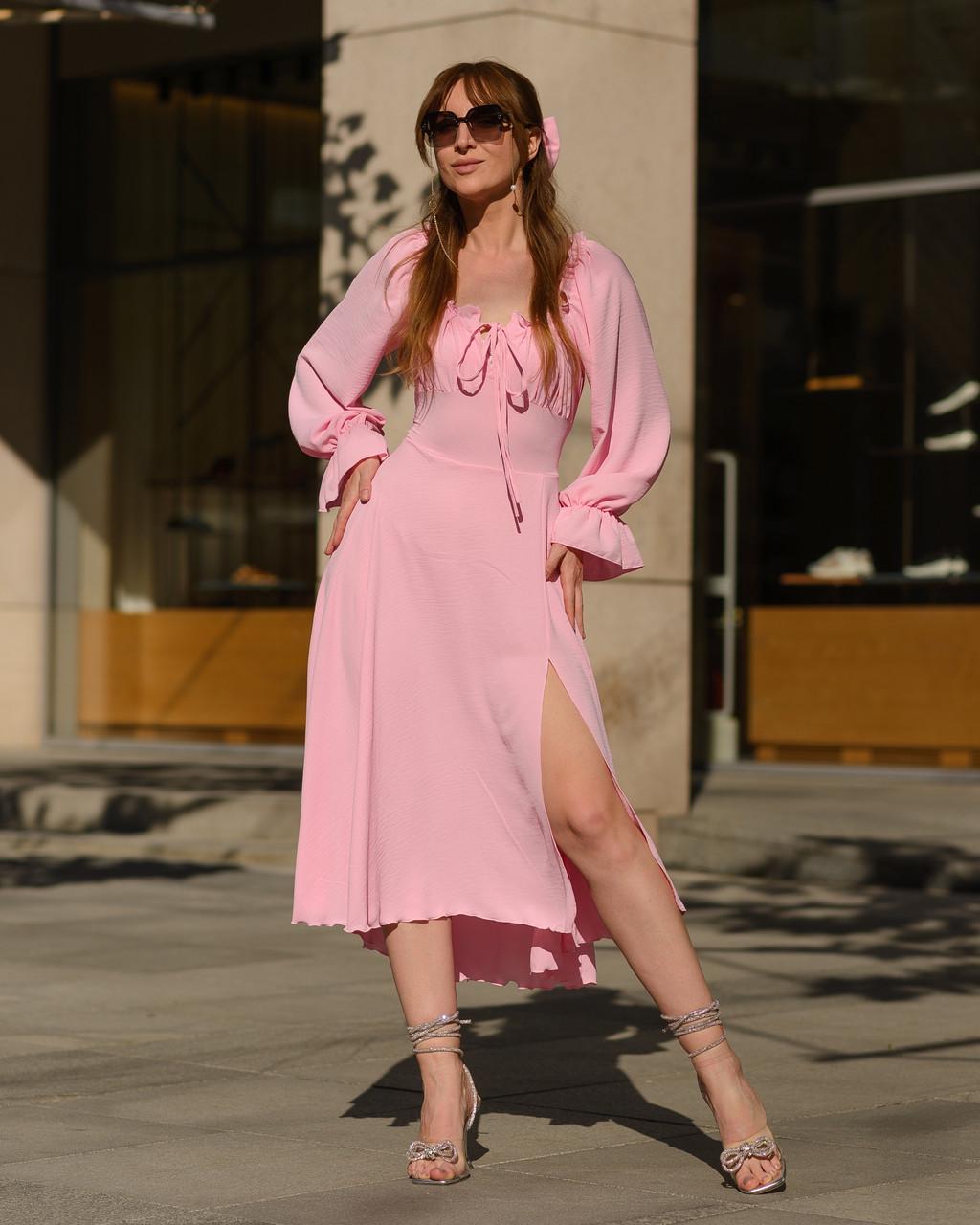 Сукня жіноча міді з креп-жатки Світло-рожевий