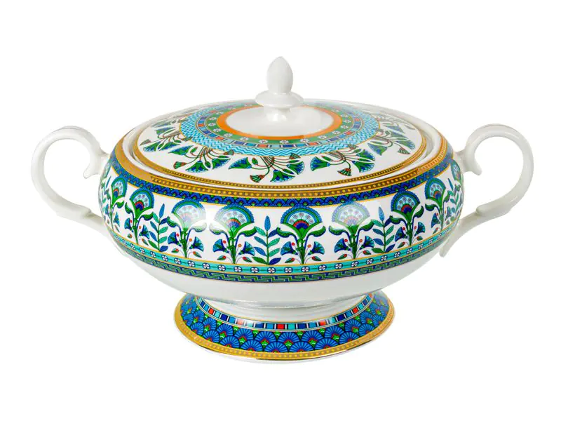 Супница с крышкой Lefard Velazza фарфоровая 2,1 л Белый с разноцветным принтом (169-135-922-110)