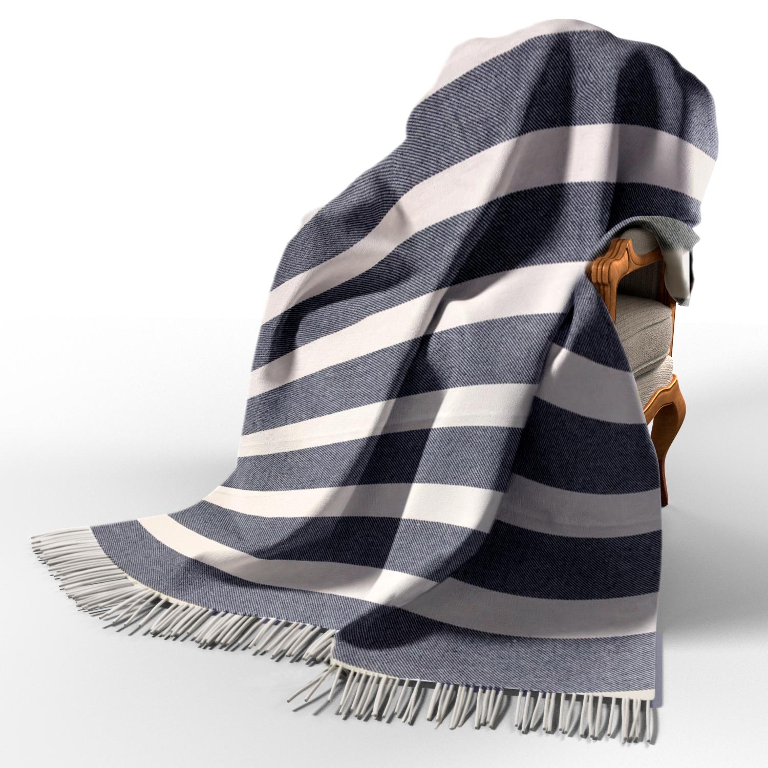 Плед хлопковый Love You Полоска 140x200 Бело-синий (4486)