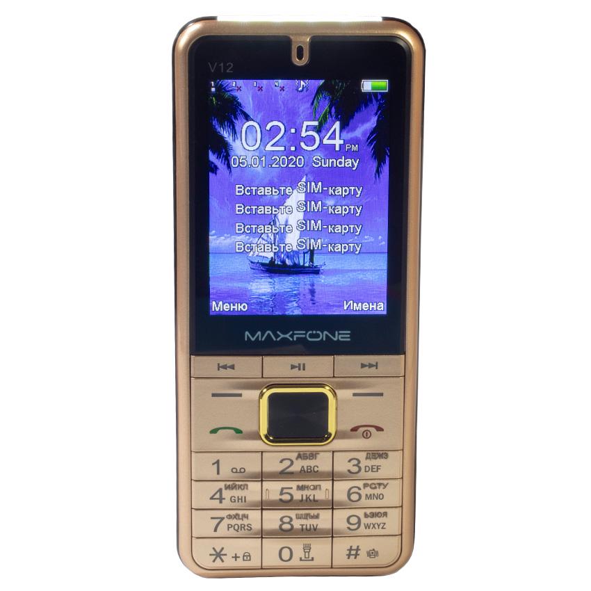 Мобільний телефон на 4 sim карти MAXFONE V12  2,8” Gold