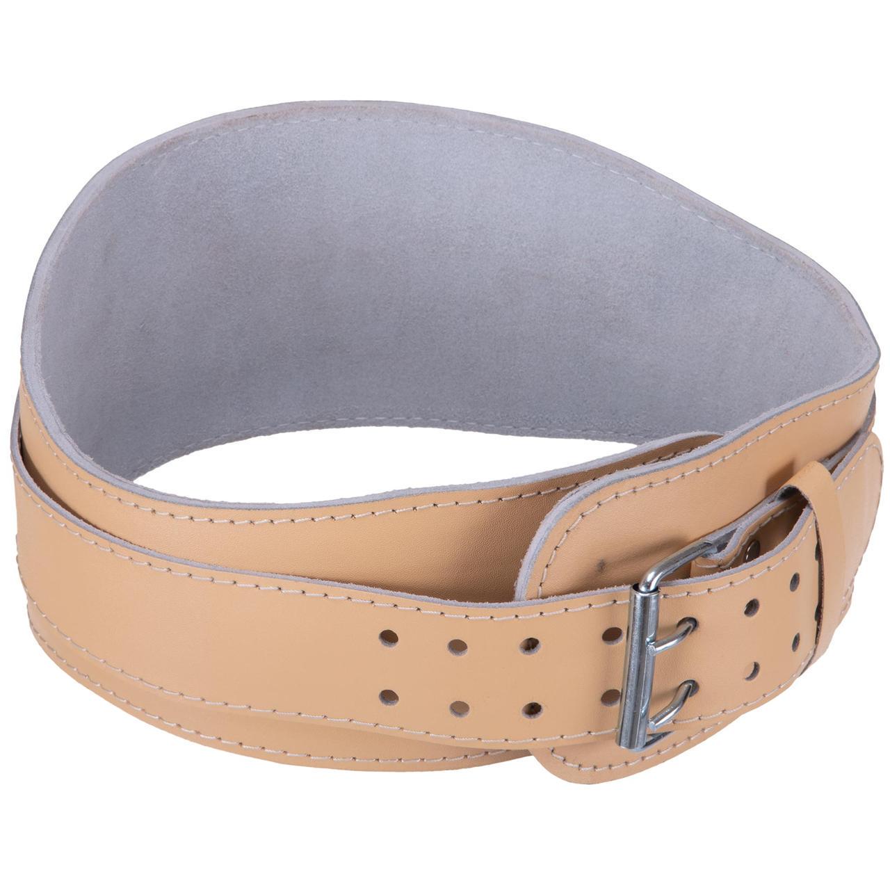 Атлетический пояс кожаный Zelart SB-165351 L спинка 15 см Бежевый (2595343523)