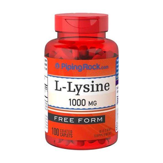 Лизин L Piping Rock L-Lysine 1000 mg Free Form 100 Coated Caplets