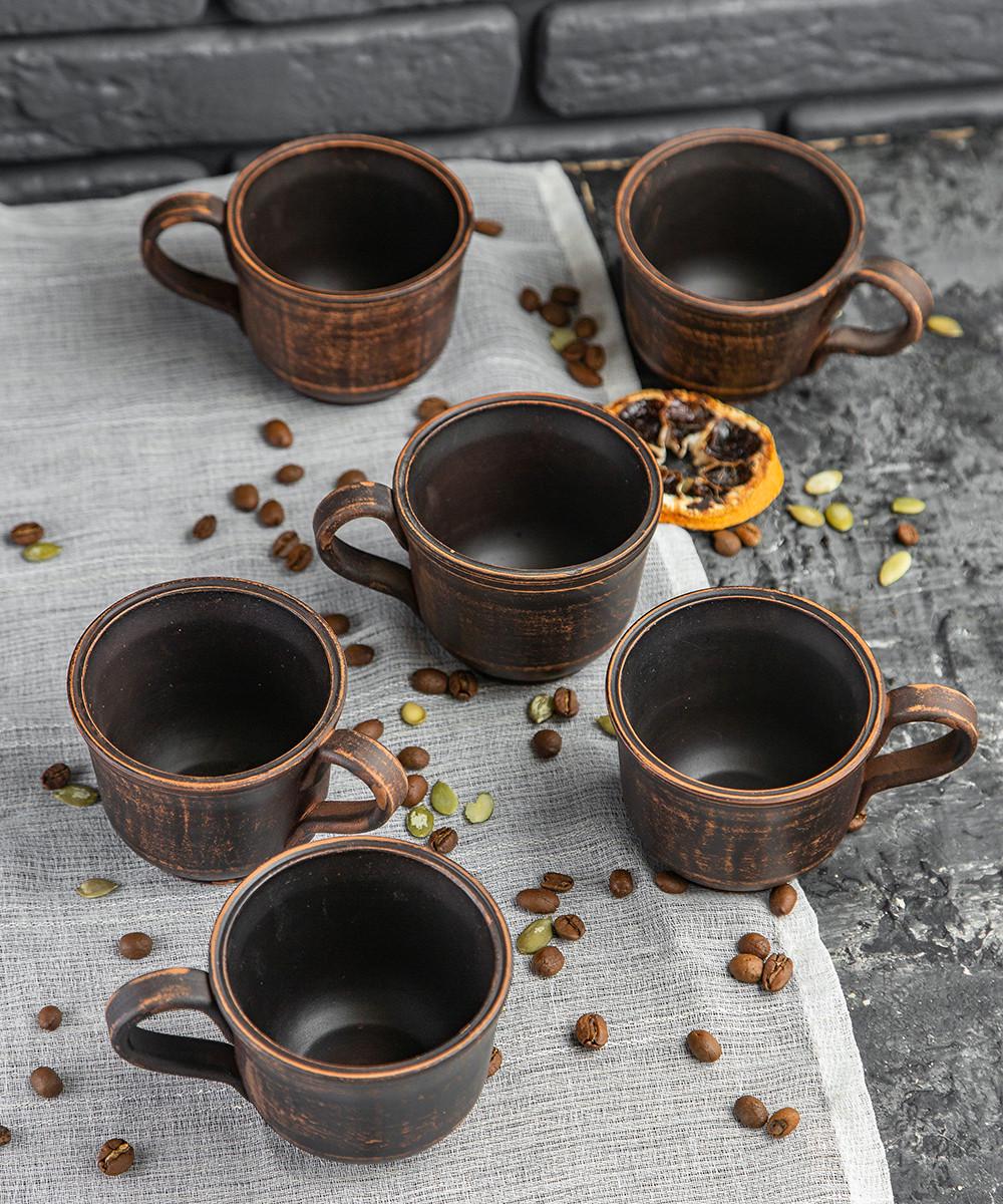 Набор чашек для кофе из красной глины 150 мл 6 шт. (1371-6)