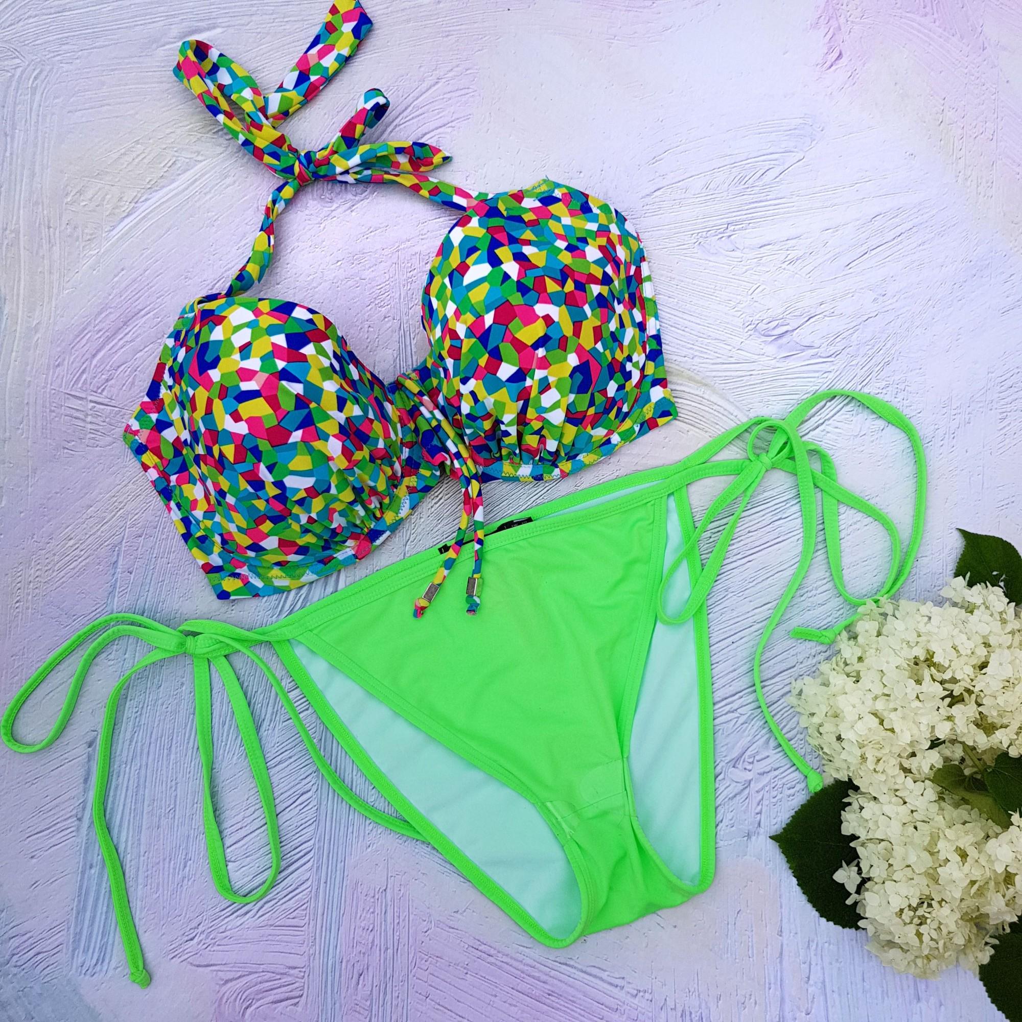 Купальник женский Pretty Little Thing 8647 XL р. 48 раздельный Салатовый