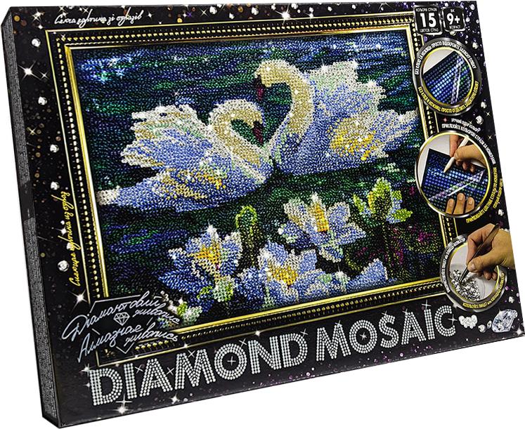 Алмазная мозаика Лебеди на озере на подрамнике 30x20 см (27726)