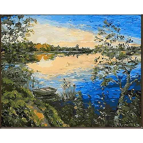 Алмазная мозаика Strateg Премиум Рассвет у воды 30x40 см (Str-HEG86895)