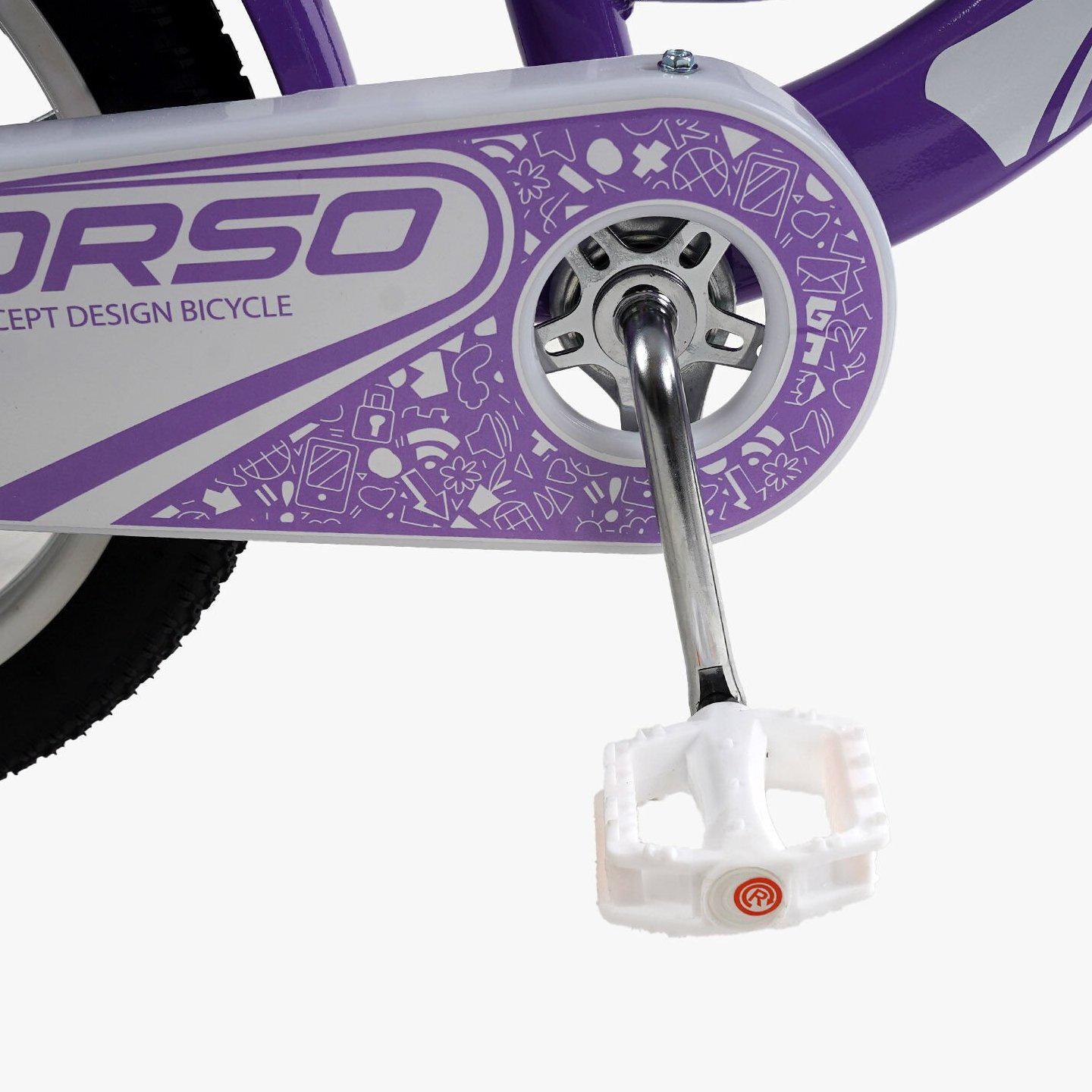 Велосипед двухколесный Corso Nice 16" с корзиной и багажником Фиолетовый - фото 5