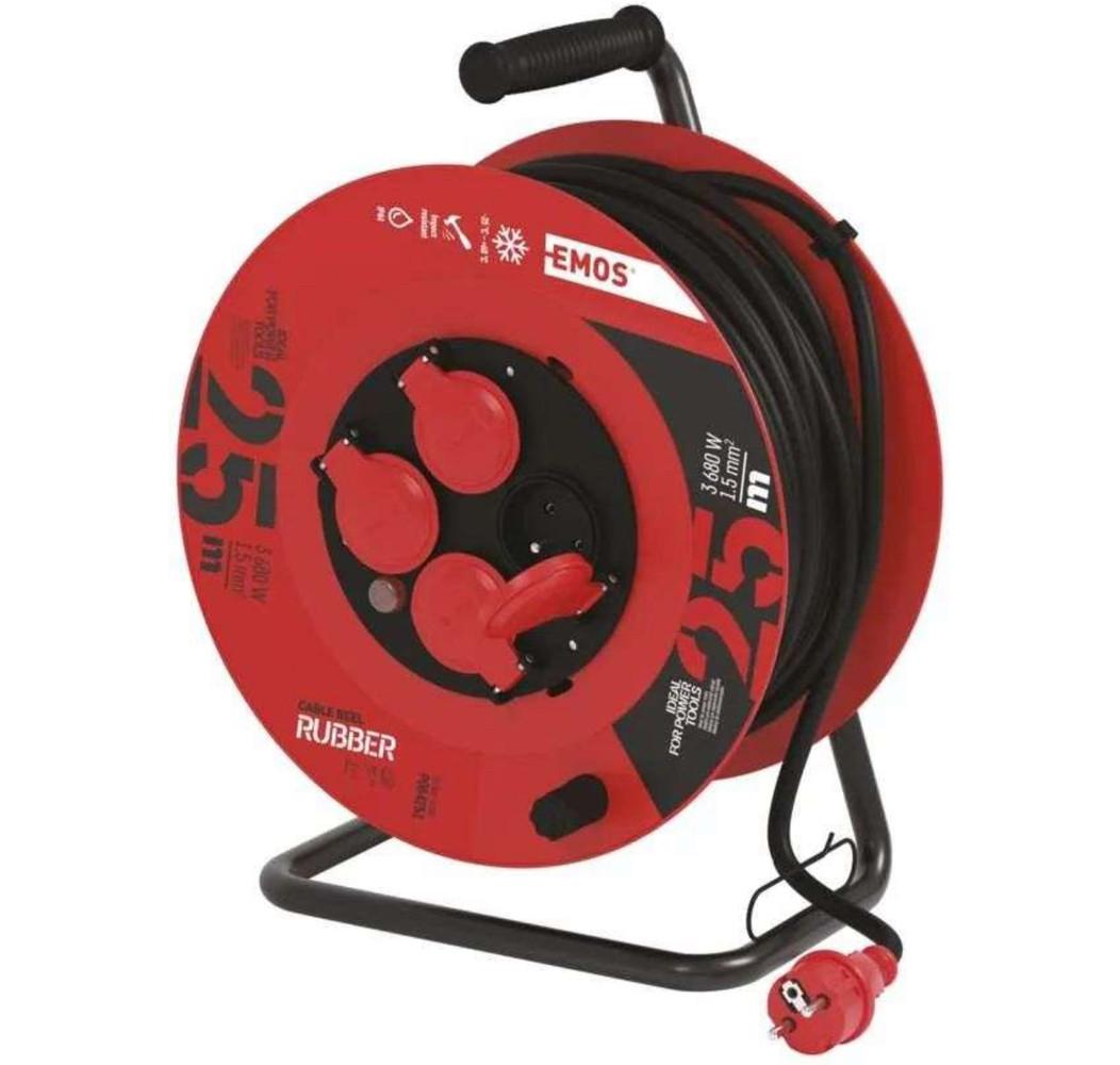 Подовжувач Emos P084251 16А 25 м 4 гнізда на барабані