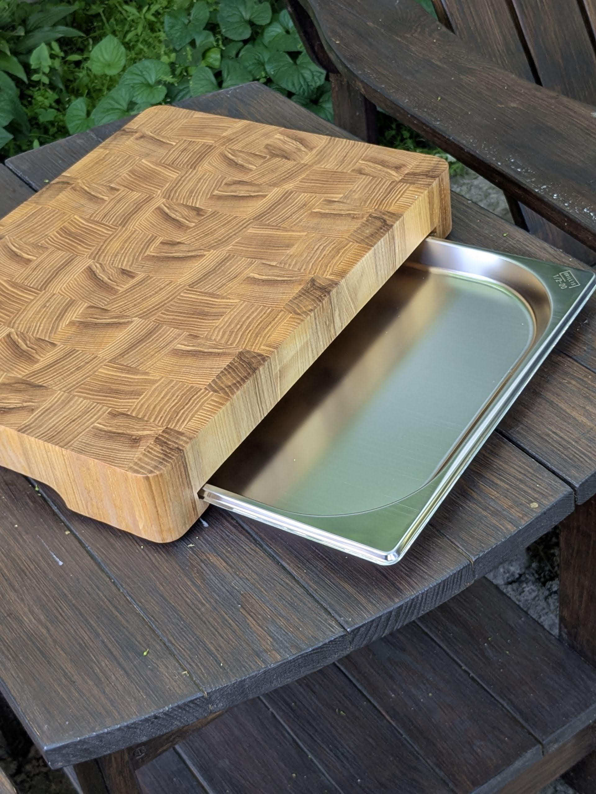 Дошка кухонна торцева для нарізання з гастроємністю з бічними ручками та силіконовими ніжками 400х300х60 мм (BR-002) - фото 7 Дошка кухонна торцева для нарізання з гастроємністю з бічними ручками та силіконовими ніжками 400х300х60 мм (BR-002) - фото 7