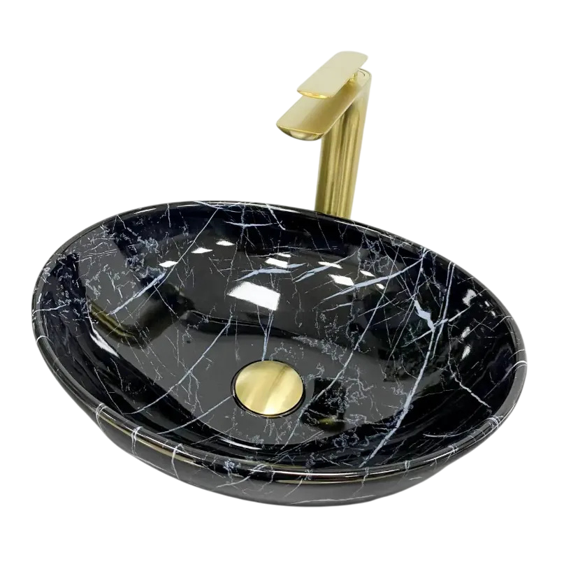 Раковина накладная VBI Parma Stone Glossy овальная 335x415 мм Черный (RM-VBI-011014)
