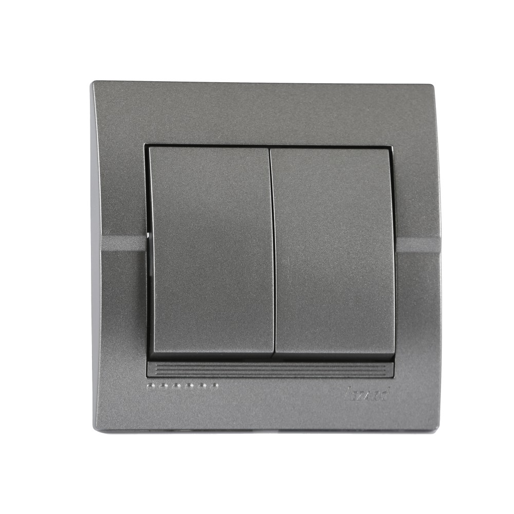 Выключатель Lezard Deriy 2-клавишный Темно-серый