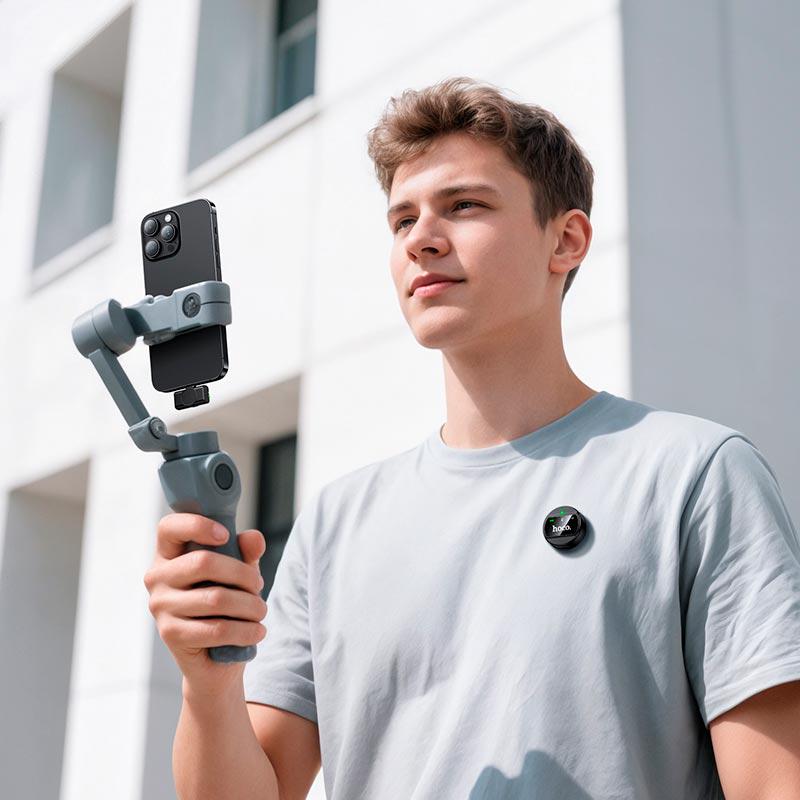 Мікрофон бездротовий Hoco L21 з роз'ємом Lightning дальність 5-15 м до 6 годин роботи Black (17600) - фото 8 Мікрофон бездротовий Hoco L21 з роз'ємом Lightning дальність 5-15 м до 6 годин роботи Black (17600) - фото 8