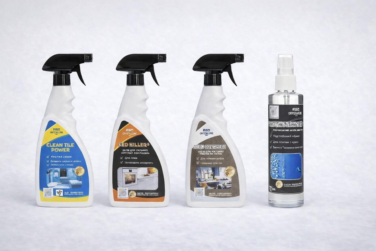 Набор 4в1 для кухни и ванной Med Kitchen/Fed Killer/Clean Tile Power/Protection H+ фасад кухни плитка жир и защита поверхностей универсальная