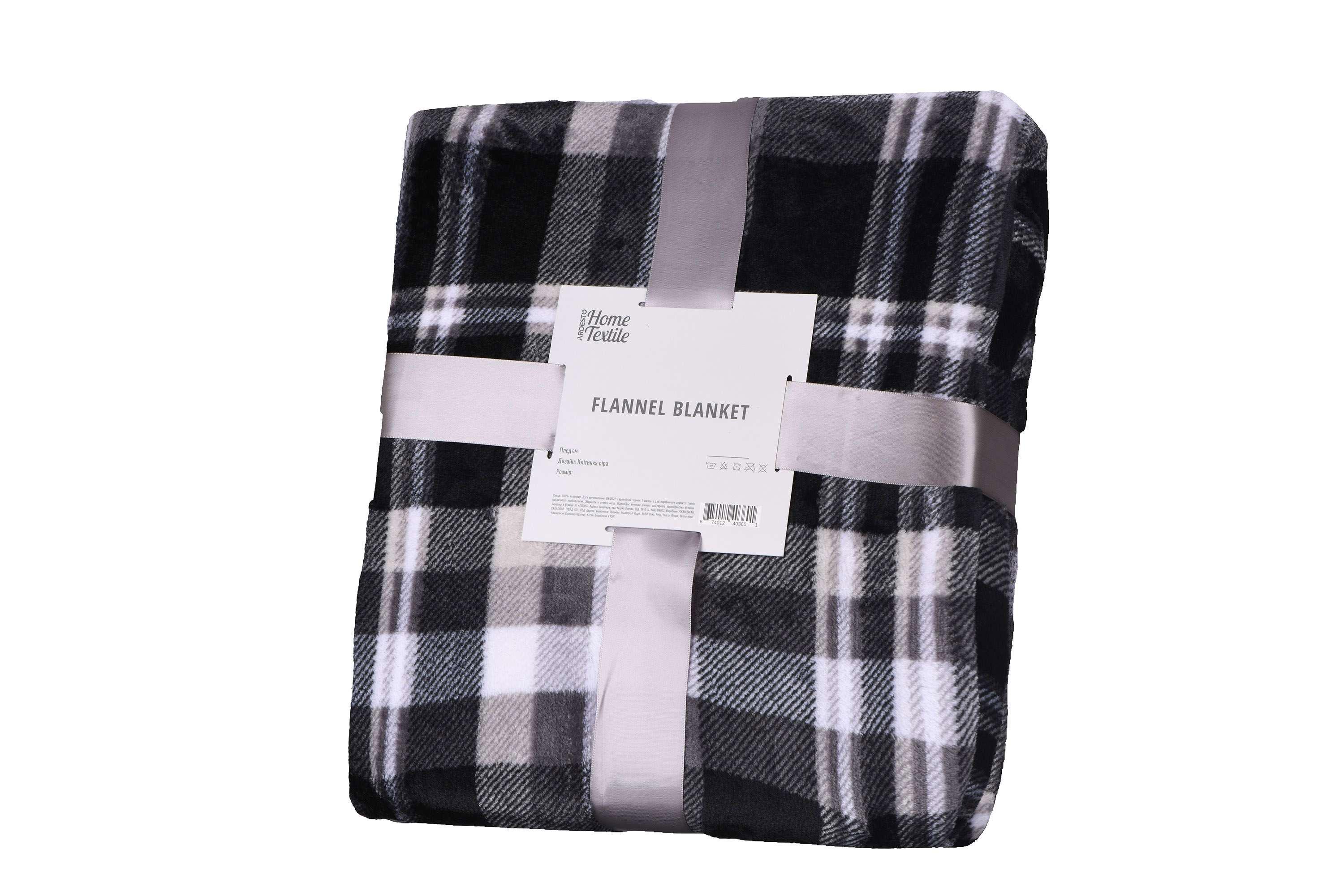 Плед Ardesto Flannel клетка 160х200 см Серый (ART0101PB)