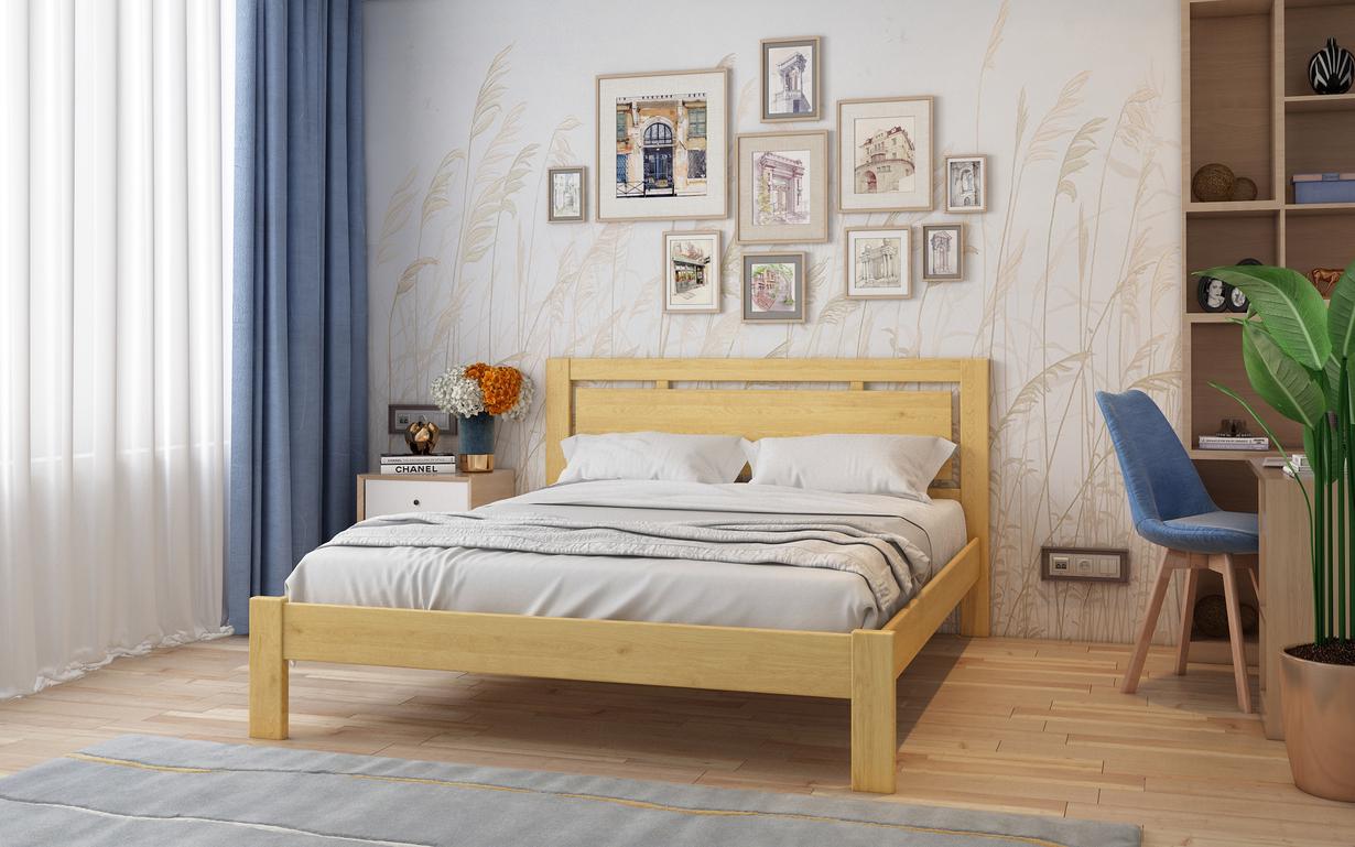 Ліжко полуторне STEMMA Прайм натуральне дерево сосна 140x200 см Вільха (52182)