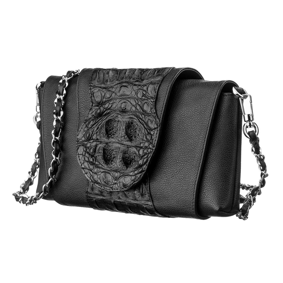 Клатч Crocodile Leather 18244 из натуральной кожи крокодила Черный