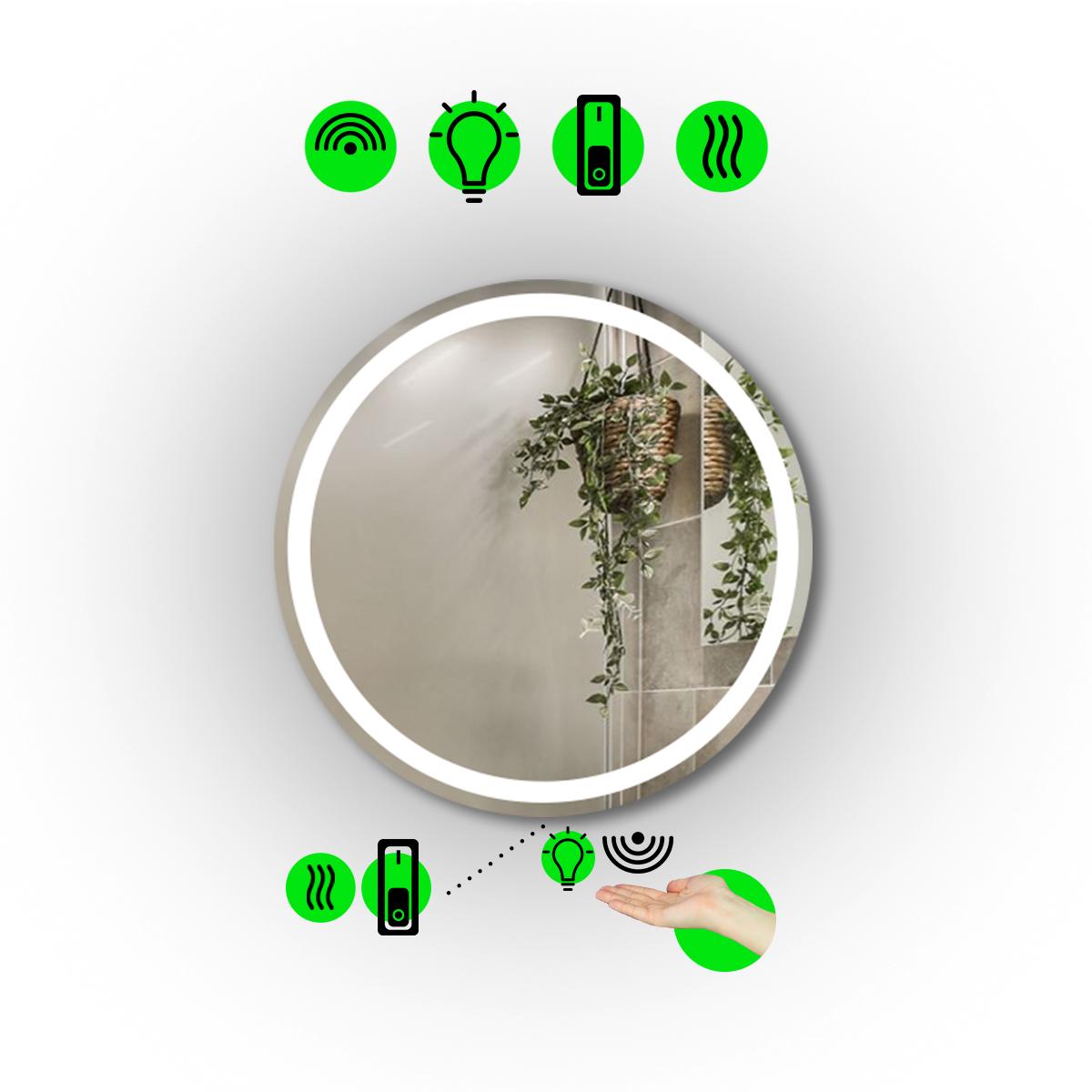 Зеркало с LED подсветкой Amica с ИК и механическим включателем и подогревом 60x60 см (Amica/600x600/10191/2/1)