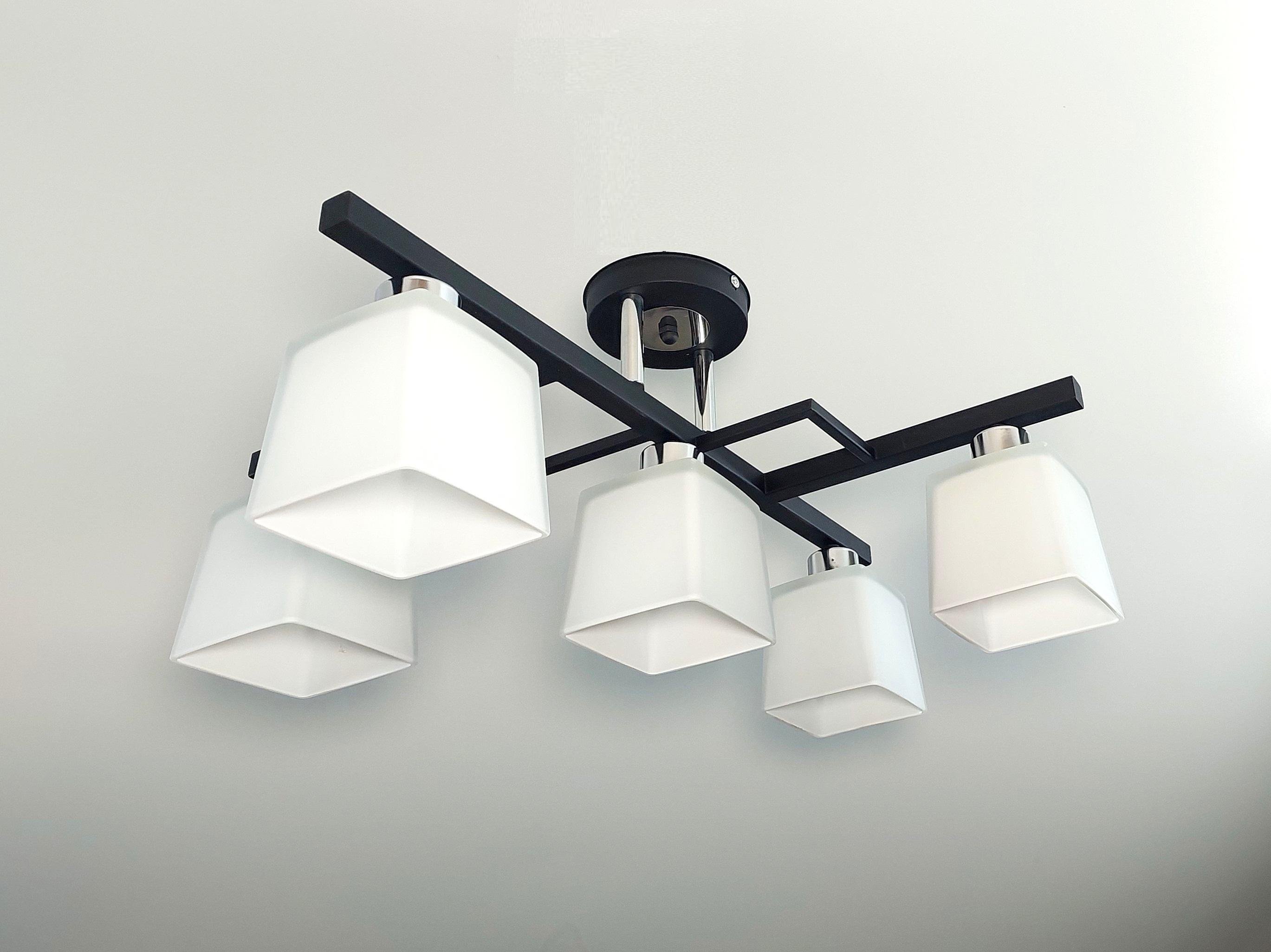 Люстра стельова Хай-тек 1290/5 на 5 плафонів металева Чорний