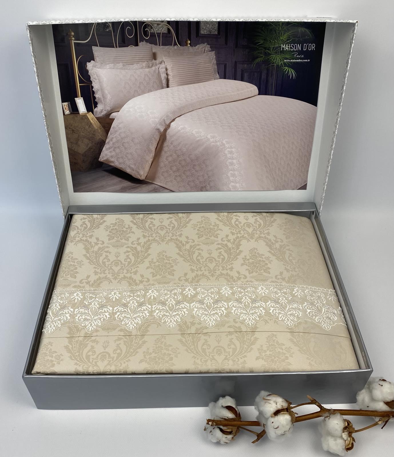Постельное белье Maison D'or Emerald Gupped Linens бамбук 200х220 см Beige (CN18918)
